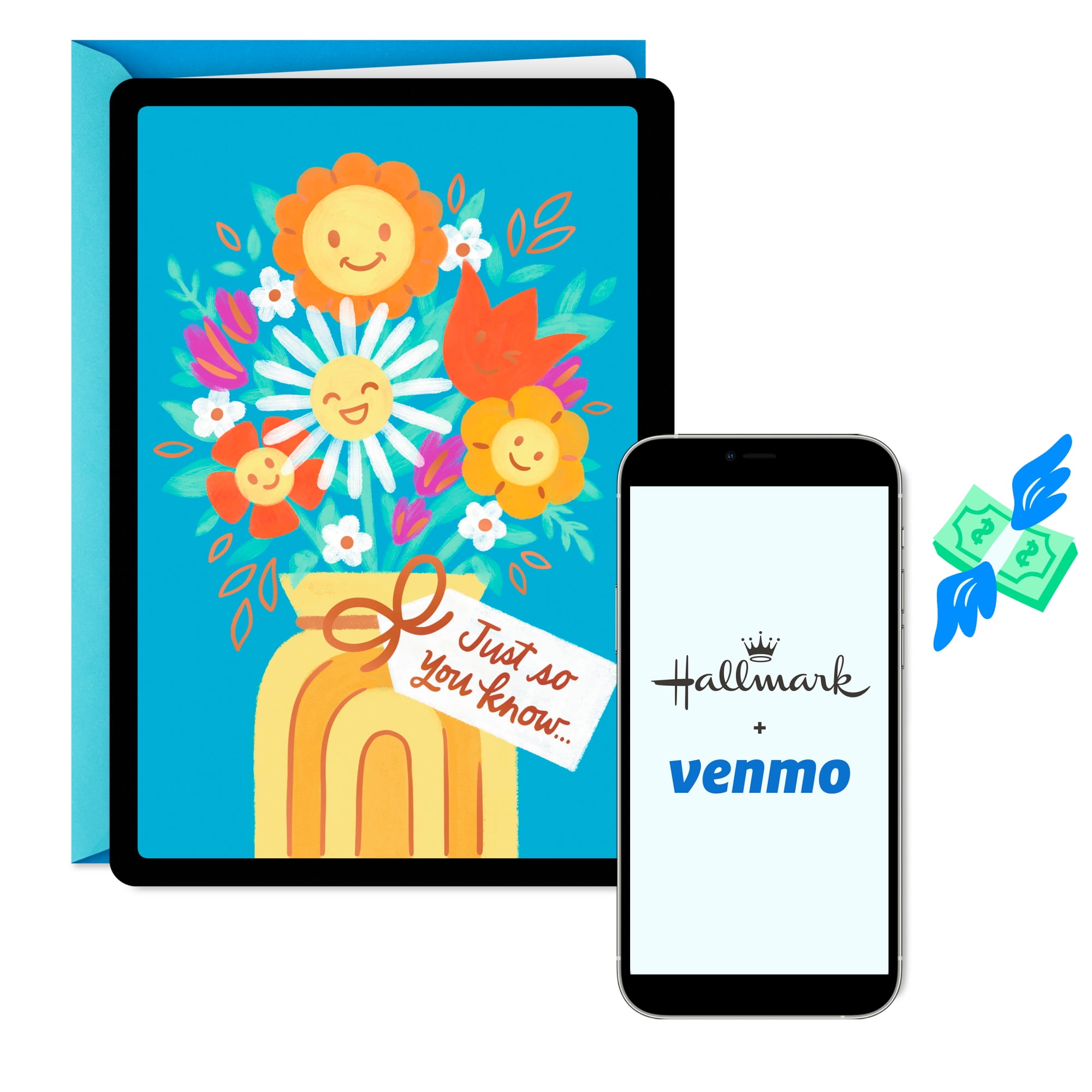 Hallmark and Venmo Thinking of You Card, Birthday, Get Well (Bunch of Good Thoughts Flower Bouquet)