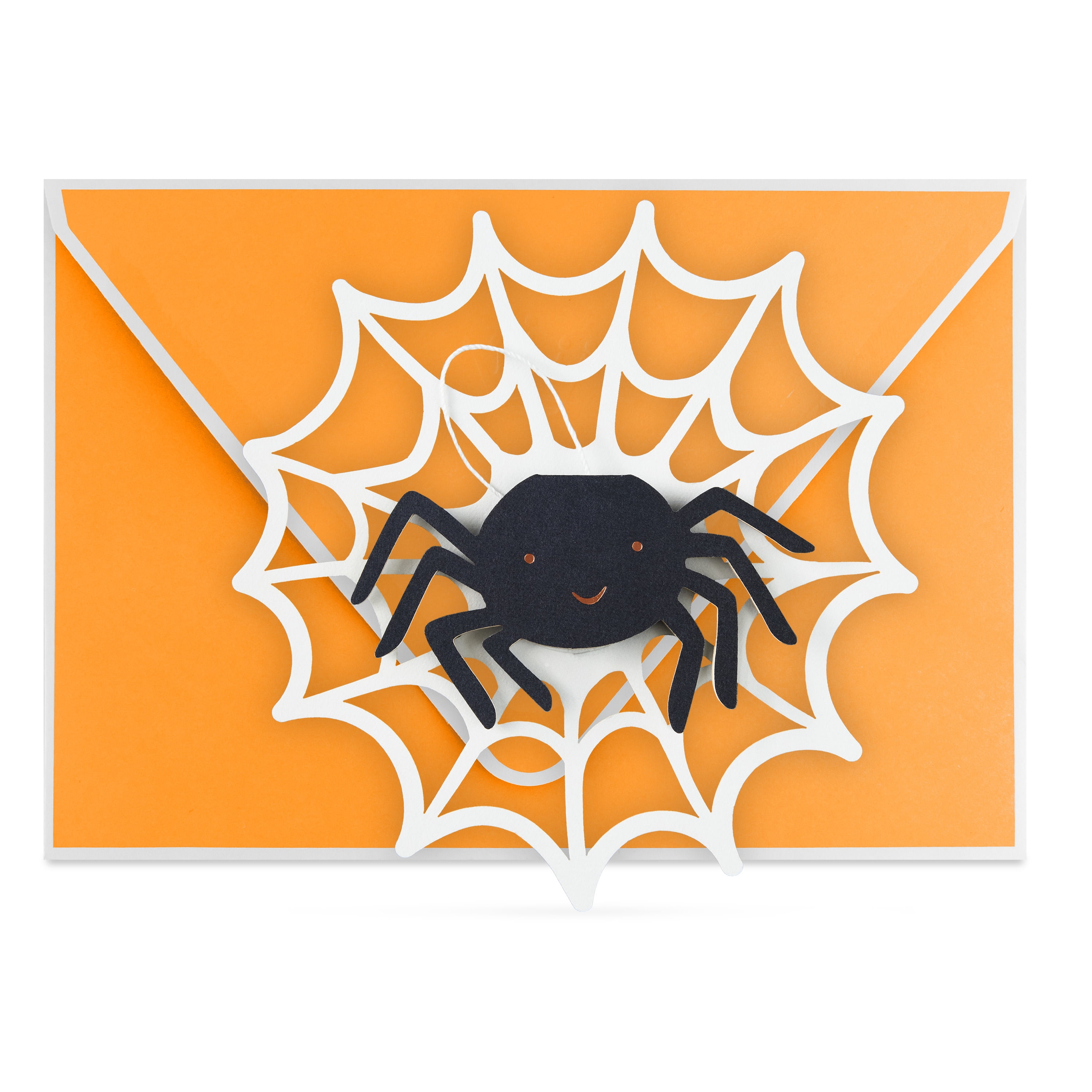 Hallmark Paper Craft Halloween Card With Mini Card (Spider in Web), 1 Count