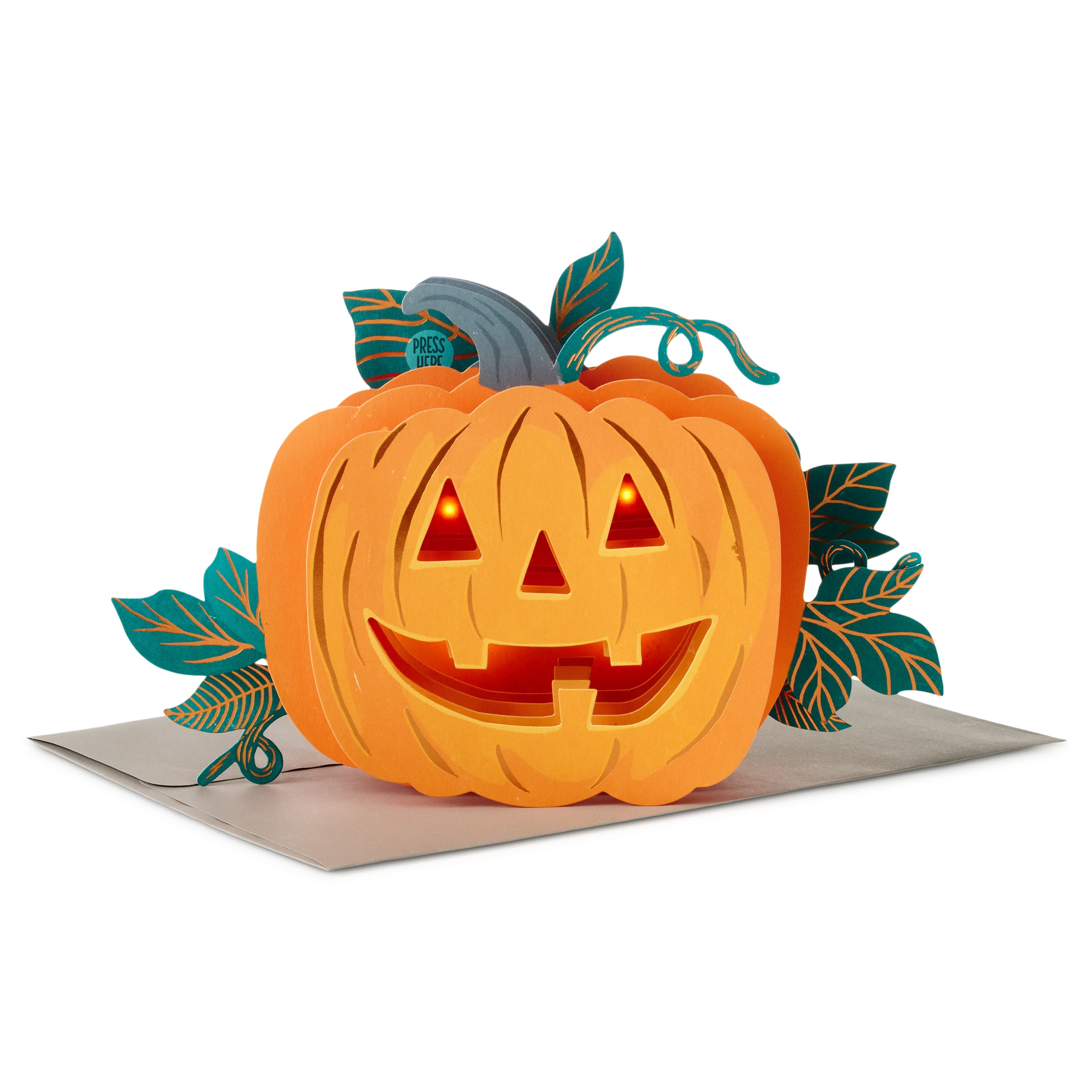 Hallmark Paper Wonder Musical Halloween Card (Jack-o'-Lantern), 1 Count
