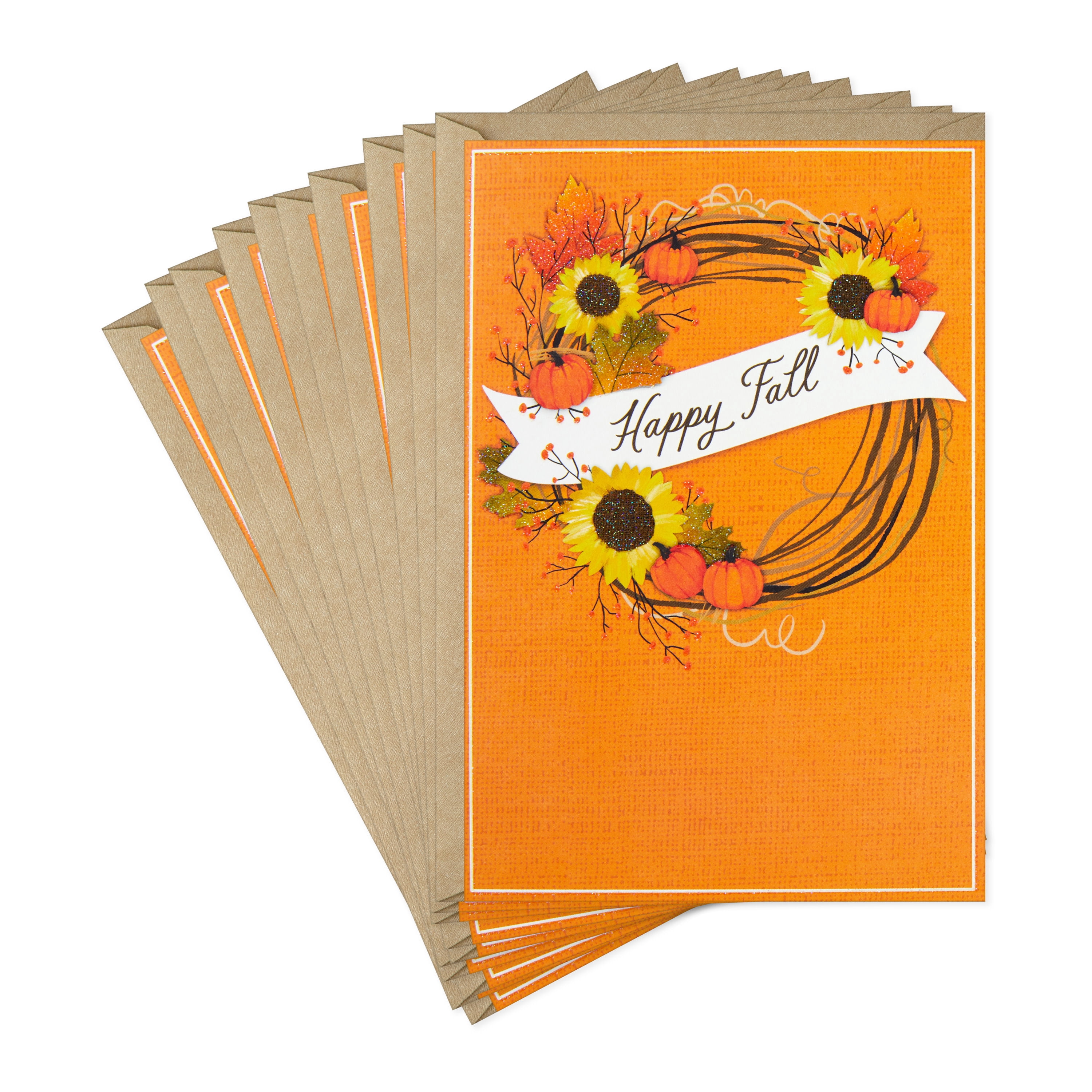 Hallmark Autumn Cards (Cozy Grapevine Wreath), 10 Count