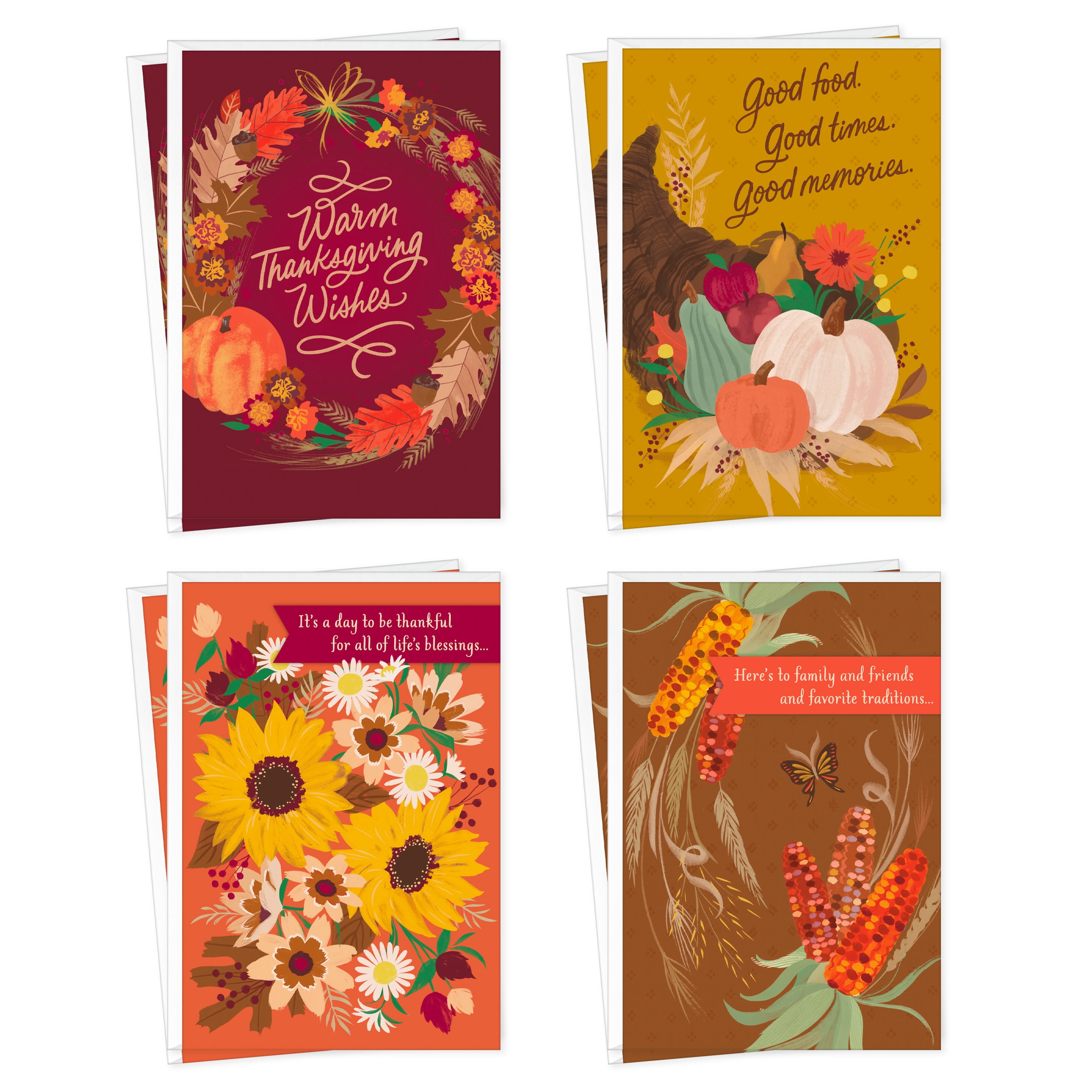 Hallmark Assorted Thanksgiving Cards (Warm Wishes and Traditions), 8 Count