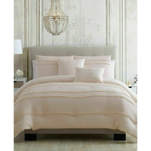 Hallmart Collectibles Odessa 5-Pc King Comforter Set - Blush, King 101in x 86in,