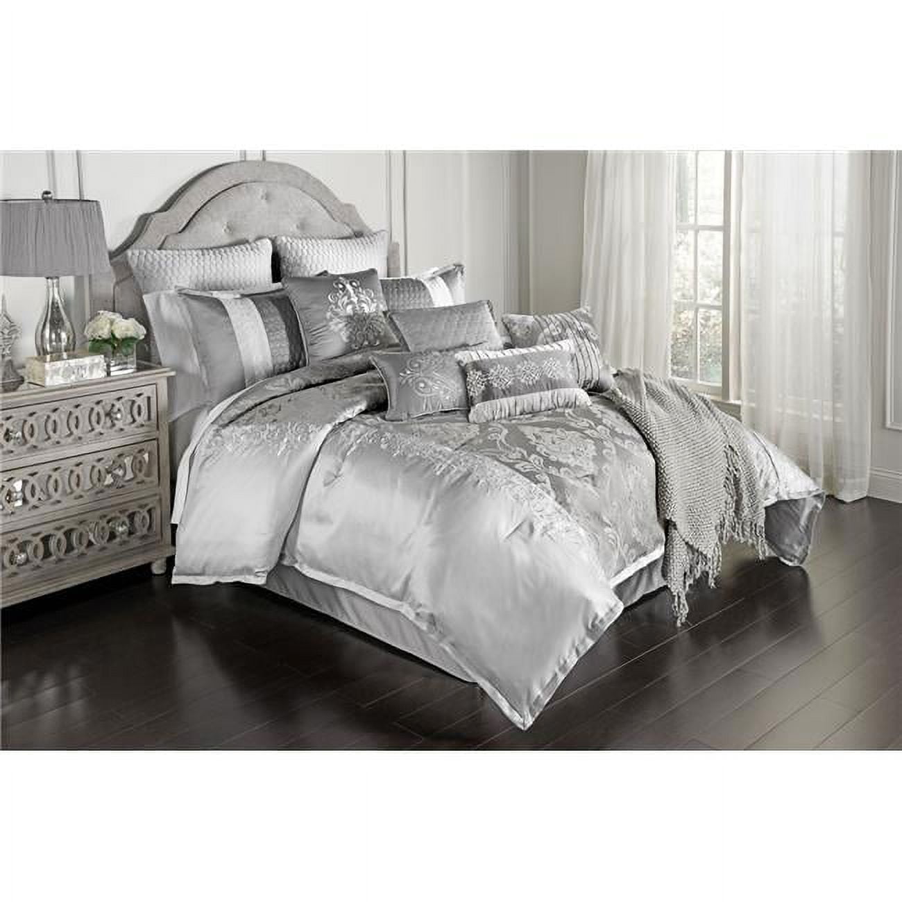 Kacee Platinum Gray 12-Piece King Comforter Set