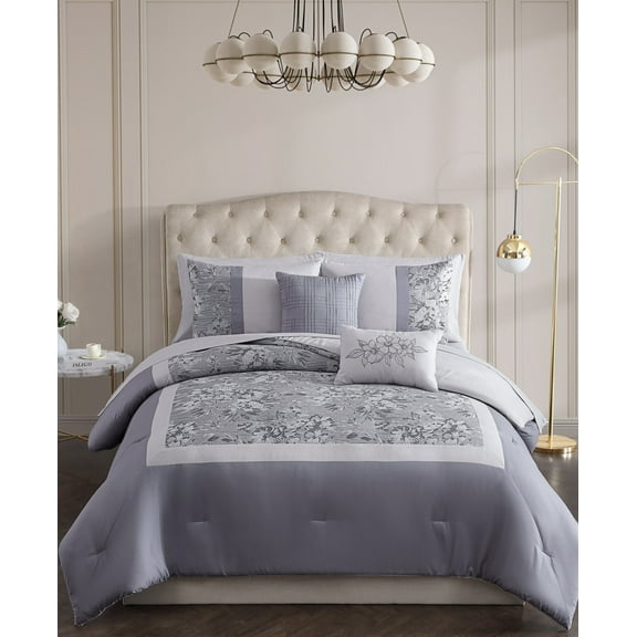 Hallmart Collectibles Victoria 9 Piece Comforter Set, California King Light Purple