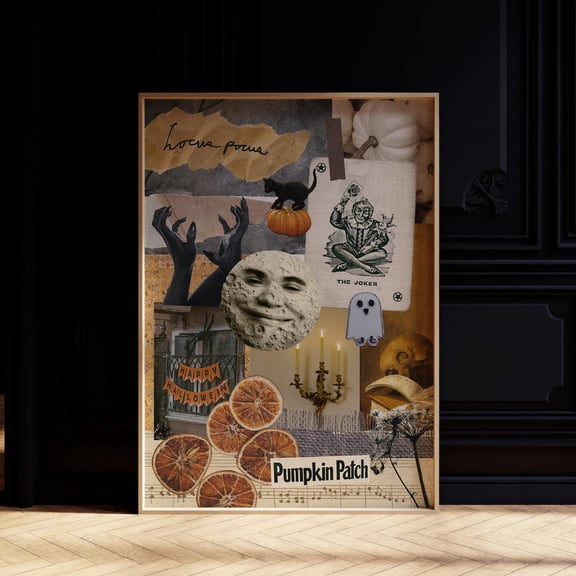 Hallo.Ween Collage Art Print: Spooky Fall Decor UNFRAMED PAPER POSTER, Home Decor, Vintage Gift, Living Room Dercor
