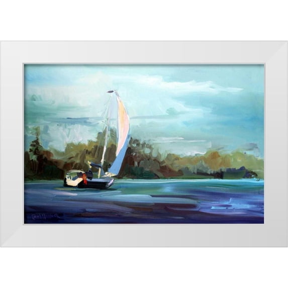 Hallock, Carol 24x17 White Modern Wood Framed Museum Art Print Titled - Sailboat
