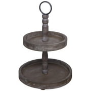 Hallops Wood 2-Tier Tray Stand Cake, Cupcake, Cookie, Food and Party Display - Brown