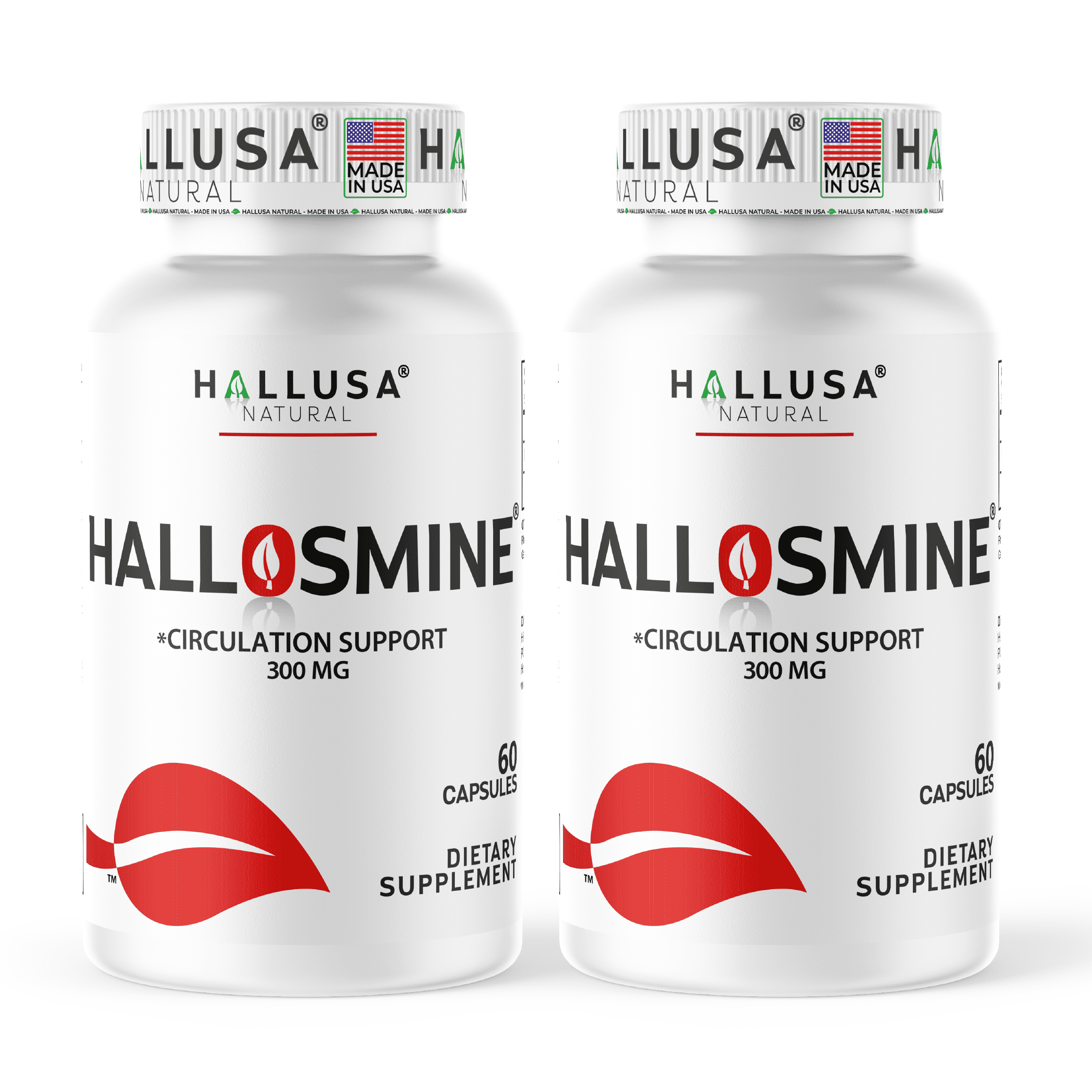 Hallusa Natural Hallosmine Diosmin 300mg Leg Circulation & Vein Support, Lymphatic Drainage, Blood Flow, Swollen Feet, Ankles & Legs, Vascular Health & Visible Veins, 120 Capsules