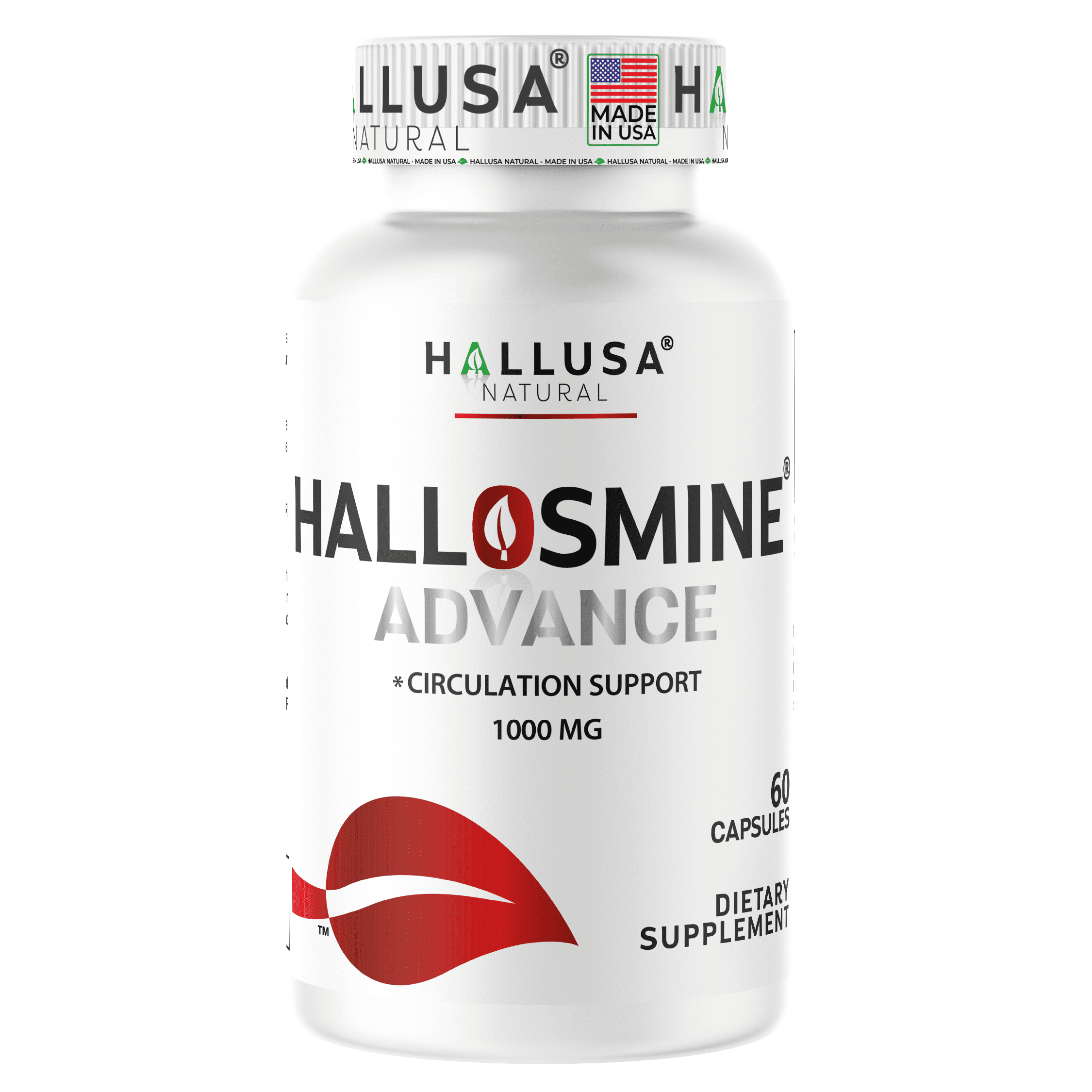 Hallusa Natural Hallosmine Advance Diosmin 1000mg Leg Circulation & Vein Support, Lymphatic Drainage, Blood Flow, Swollen Feet, Ankles & Legs, Vascular Health & Visible Veins, 60 Capsules