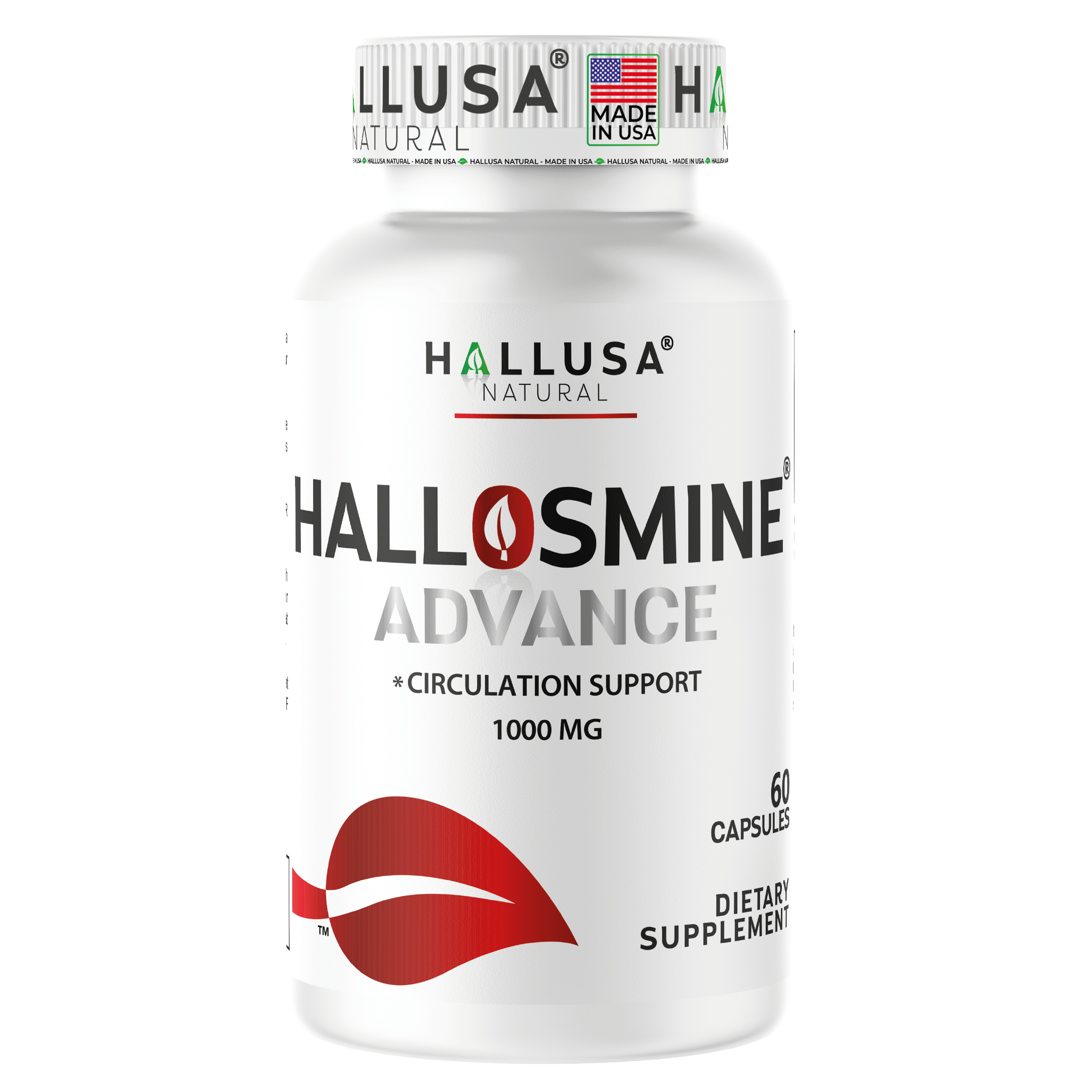 HALLUSA NATURAL Hallosmine Advance Diosmin 1000mg Apoyo para Circulación de Piernas y Venas, Drenaje Linfático, Comodidad de Piernas, Hinchazón y Piernas Pesadas, 60 Cápsulas