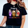 thumbnail image 1 of Hallothanksmas Coffee T-Shirt: Halloween Thanksgiving Christmas Tee Crew Neck Short Sleeve Casual Tshirt For Women, 1 of 7