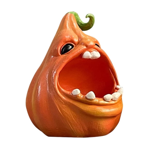 Hallowaen Open Mouth Pumpkin Resin Candy Dish Ornament, Funny Desktop Tabletop Storage Bowl, Ornament for Small Trinkets Keys Treats