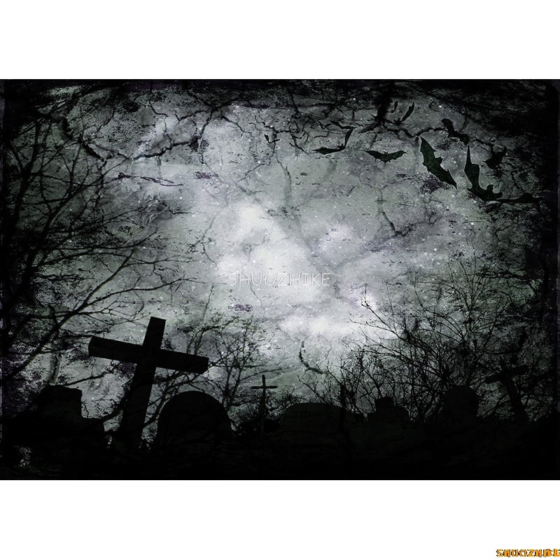 Halloween Castle Backdrop Scary Graveyard Pumpkin Lantern Photography Background Full Moon Night Kids Family Party Decorations Photo Props