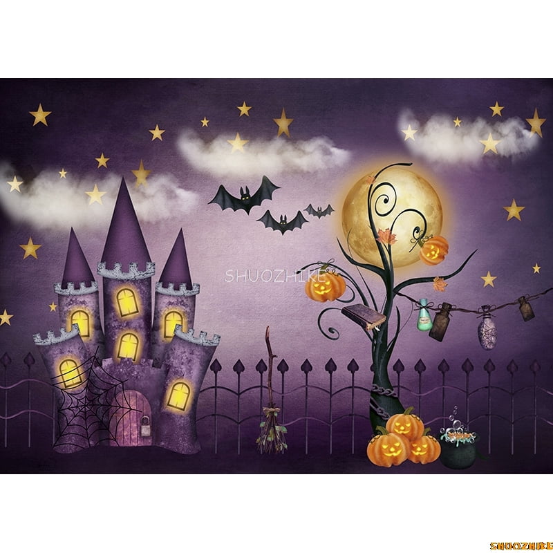 Scary Pumpkin Forest Moon Night Trick Or Treat Backdrop
