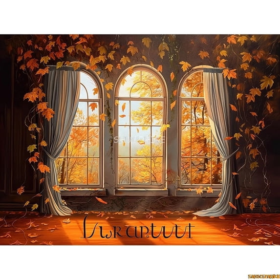 Hallowe Day Theme Photography Backdrops Props Wagon Flowers Fall Sce With Pumpkin Patch Door Photo Studio Background HW-04