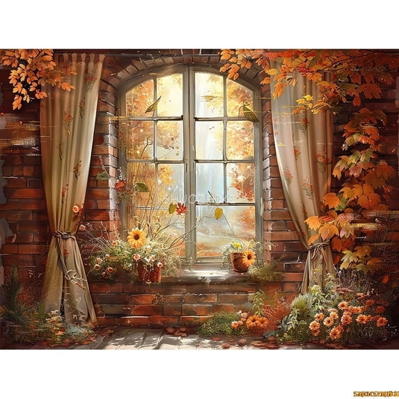 Hallowe Day Theme Photography Backdrops Props Wagon Flowers Fall Sce With Pumpkin Patch Door Photo Studio Background HW-04
