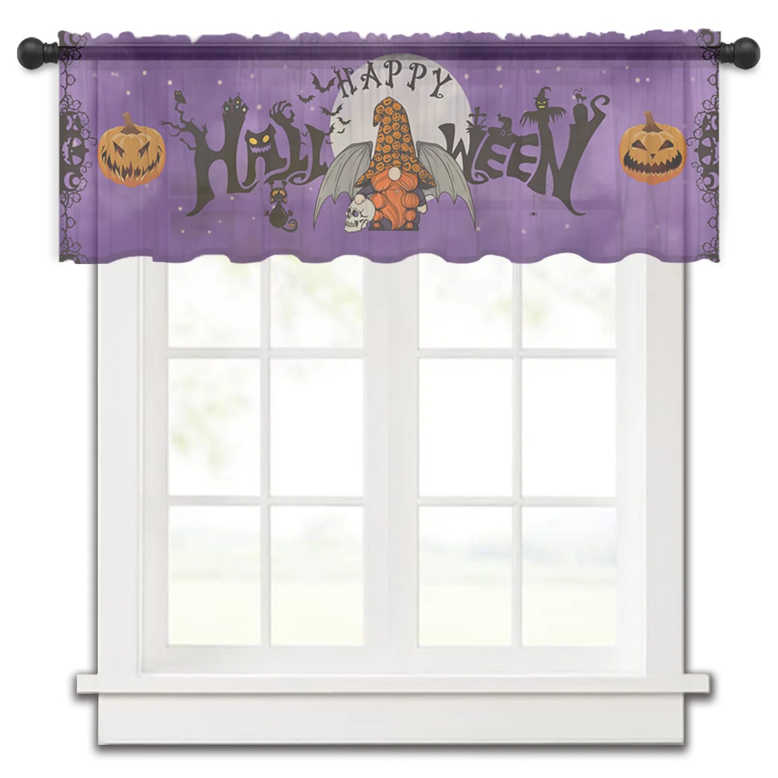 Hallowe Dwarf Castle Small Window Curtain Tulle Sheer Short Curtain