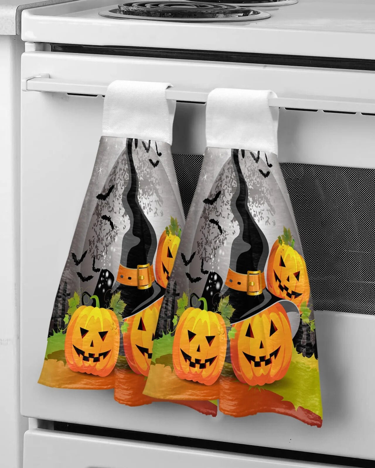 Hallowe Pumpkin Leaves Dead Branch Hanging Kitch Hands Towels Quick Dry
