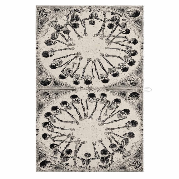 Halloween 1 Pack Kitchen Towel, Water Absorbent Dish Towel, Vintage Skeleton Retro Beige Fall Holiday Decorative Hand Towels - Quick Drying Cloth for Cooking Baking, 18x28 Inch
