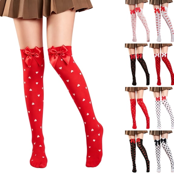 Halloween 1 Pair Over The Knee Socks Stockings with Bows Pattern High Socks for Women,Multiple Colors C
