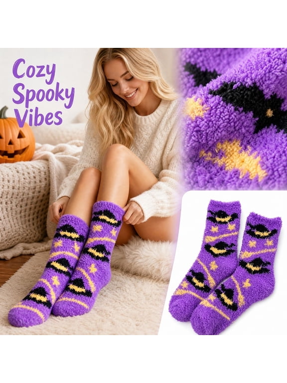 Halloween 1 pair Unisex Mid-Calf Socks with Pumpkin Print, Polyester/Cotton Blend, Breathable Comfortable Ribbed Cuff Socks for Men and Women