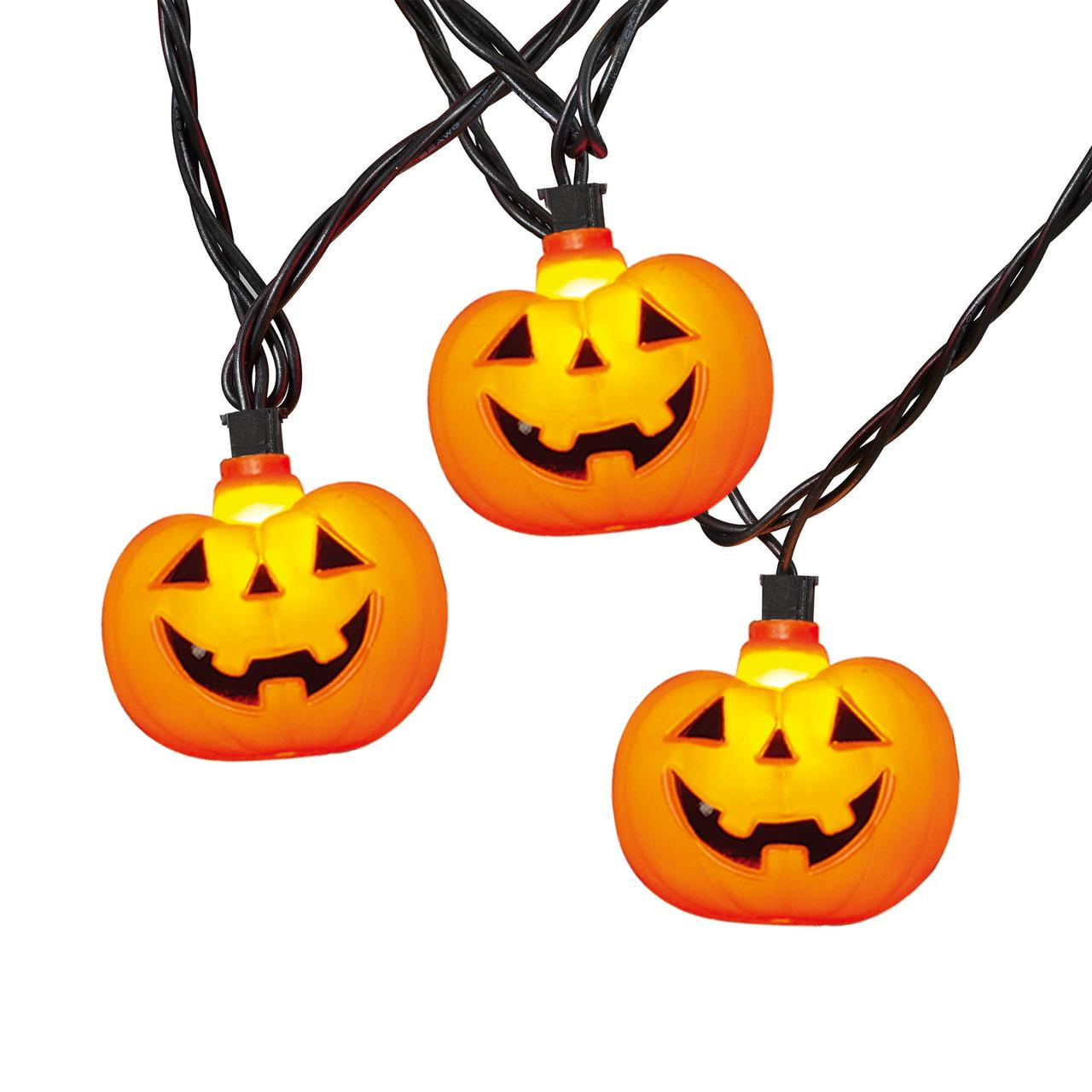 Halloween 10Count Indoor Outdoor Orange Pumpkin Lights, with Clear