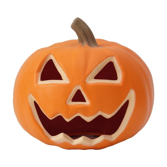 Halloween 10 Inch Glowing Pumpkin Lantern Decor, Light Up LED Jack O Lantern Figurine for Tabletop Mantel Shelf Entryway Fall Thanksgiving Indoor Home Decoration Accent