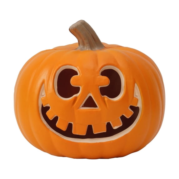 Halloween 10 Inch Glowing Pumpkin Lantern Decor, Light Up LED Jack O Lantern Figurine for Tabletop Mantel Shelf Entryway Fall Thanksgiving Indoor Home Decoration Accent