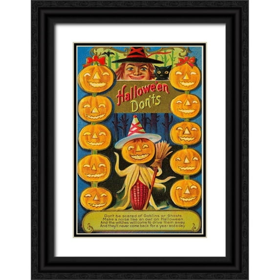 Halloween 11x14 Black Ornate Wood Framed with Double Matting Museum Art Print Titled - Halloween Donts
