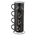 thumbnail image 1 of Halloween 12-Ounce Black Skeleton Hand Stoneware Stackable Mug Set with Iron Rack, by Way To Celebrate, 1 of 5
