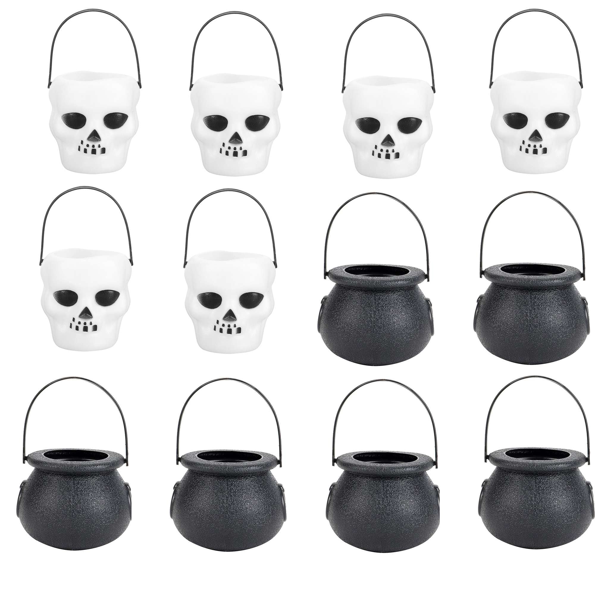 Halloween 12 Pack Candy Holder Mini Buckets Novelty Plastic Balck
