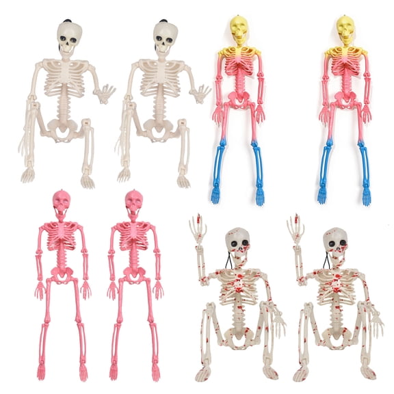 Halloween 16" Full Body Skeleton Dcor,8Pack Spooky Posable Movable Joints Skeletons Props for Yard Garden Lawn Haunted House Graveyard Props Decor,Halloween Mini Skeleton Indoor Outdoor Decoration