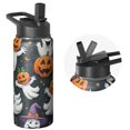 thumbnail image 1 of Halloween 18 OZ Water Bottle With Straws Double Walled Vacuum Insulated Sports Bottle Skeleton Bat Travel Thermal Cup Leak Proof Stainless Steel Tumbler Spooky Halloween Decor Gifts, 1 of 5