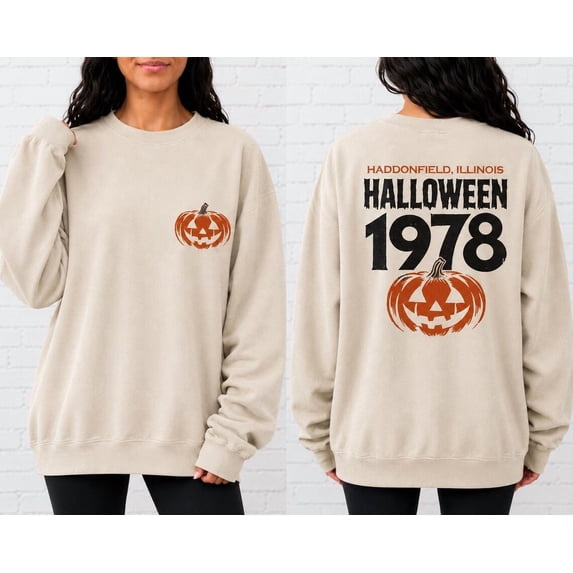 Halloween 1978 Haddonfield Sweatshirt, Vintage Halloween Shirt, Halloween Pumpkin Shirt,Sand Color,Size 3XL