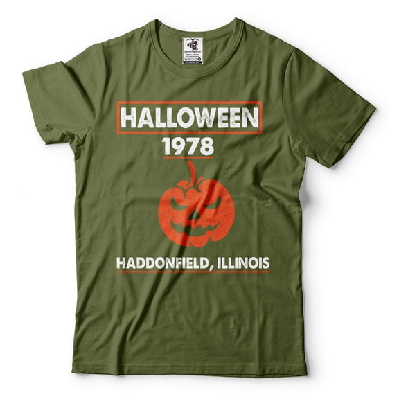 Halloween 1978 T Shirt Horror Movie Shirt Movie Inspired Tee Shirt Haddonfield Illinois Shirt (Large Military Green)
