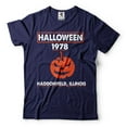 thumbnail image 1 of Halloween 1978 T Shirt Horror Movie Shirt Movie Inspired Tee Shirt Haddonfield Illinois Shirt (X-Large Navy Blue), 1 of 6