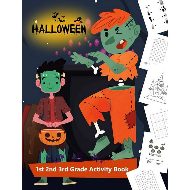 Halloween 1st 2nd 3rd Grade Activity Book : I Spy, Mazes, Coloring ...
