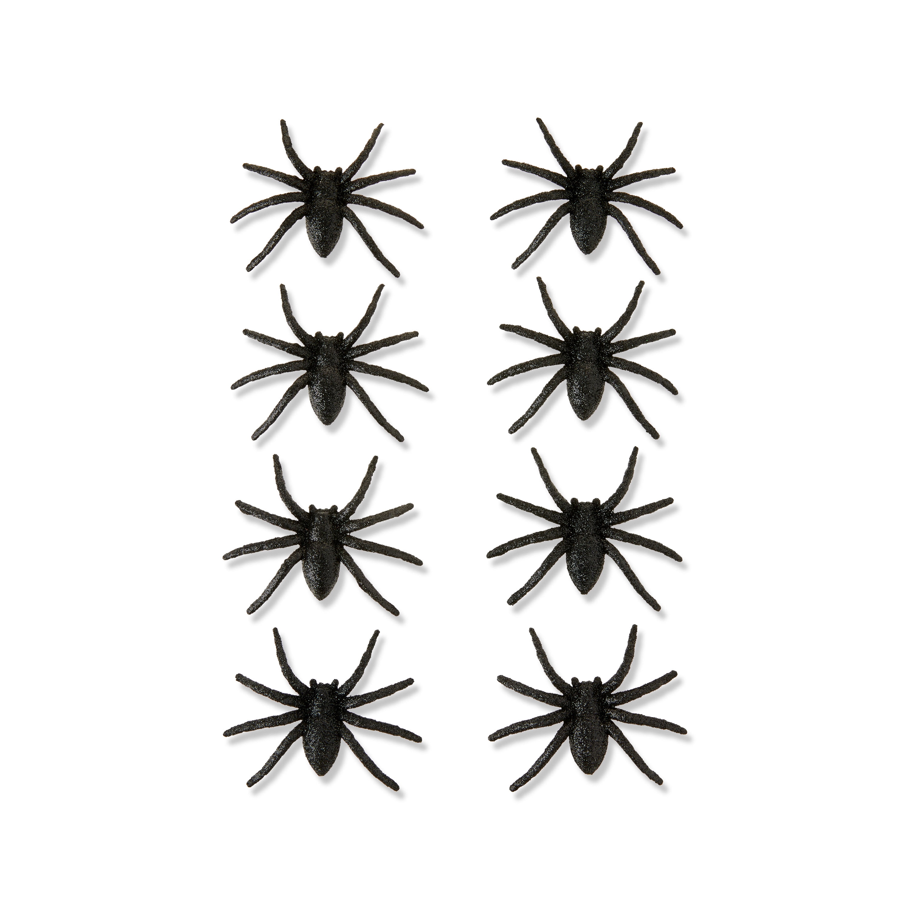 Halloween 2.8-in Length Black Glitter Spider Decorations, 8 Count, Party Favors, by Way to Celebrate