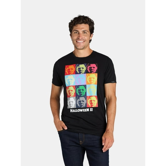 Halloween 2 Men's and Big Men's Faces and Places Graphic Tee with VHS Box Package, Sizes S-3XL