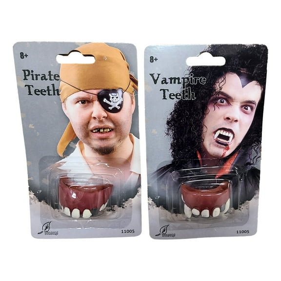 Halloween 2 Pack Pirate and Vampire Teeth Count Dracula Costume Accessory Fake Teeth