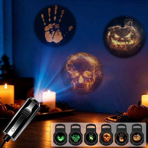 Halloween 2-in-1 Projector Night Light, 360 Adjustable USB LED Space Lamp with 6 Films, Touch Control 3 Brightness, Warm White Light for Bedroom Car Set for Home Use Daily Gift Box Decor Set