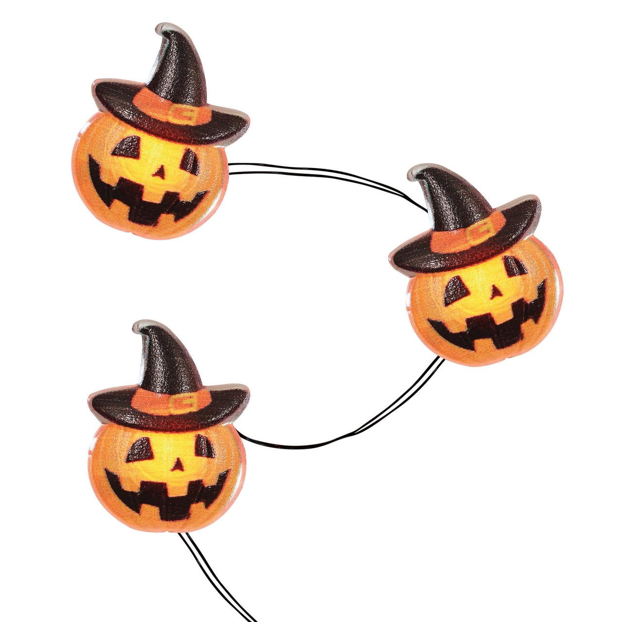 Halloween 20Count Battery Operated Pumpkin LED Wire Lights, 6.3', Way