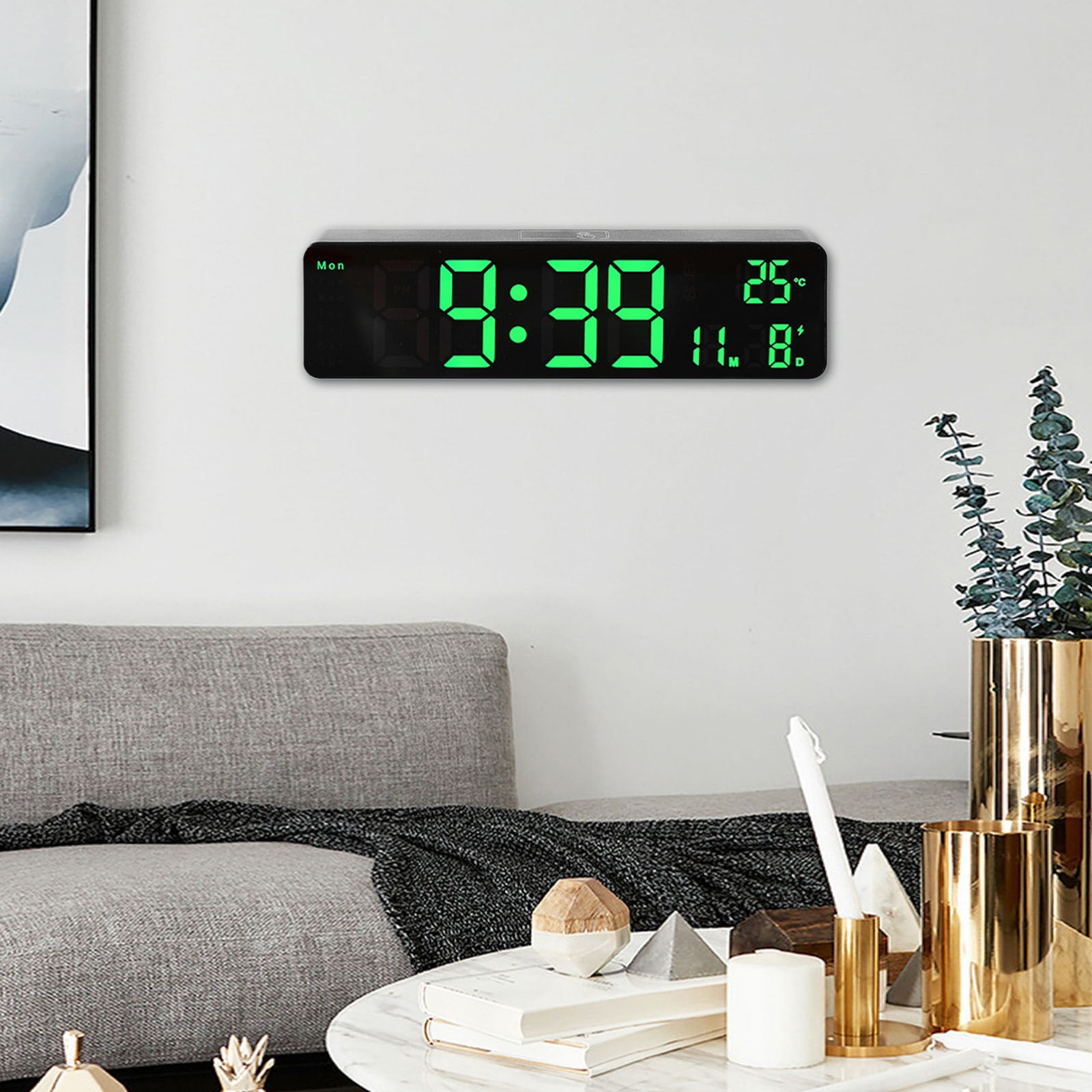 Halloween 2024 Large LED Digital Wall Clock Temperature Date Day