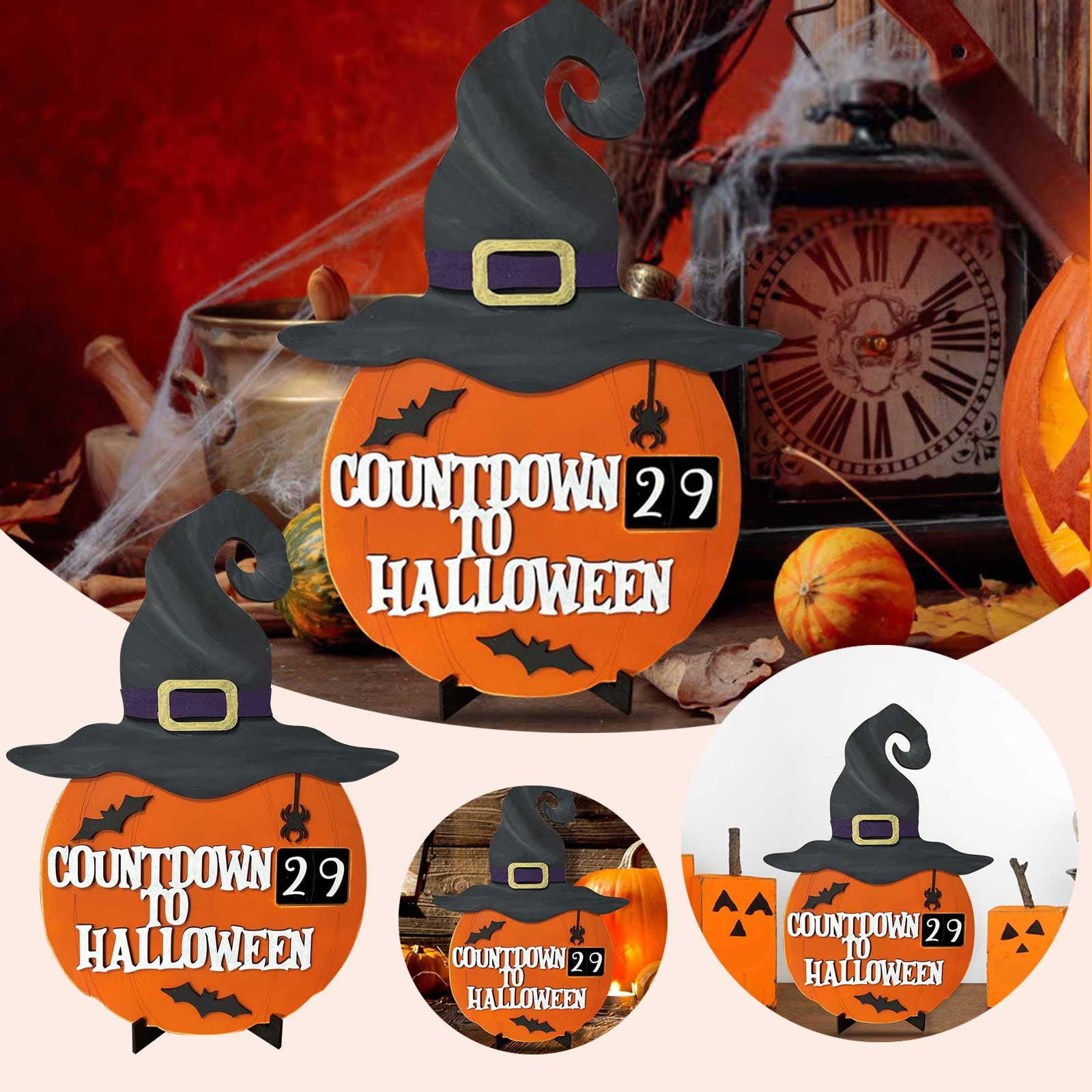 Halloween 2024 Pumpkin Black Hat Countdown Calendar Perpetual Countdown