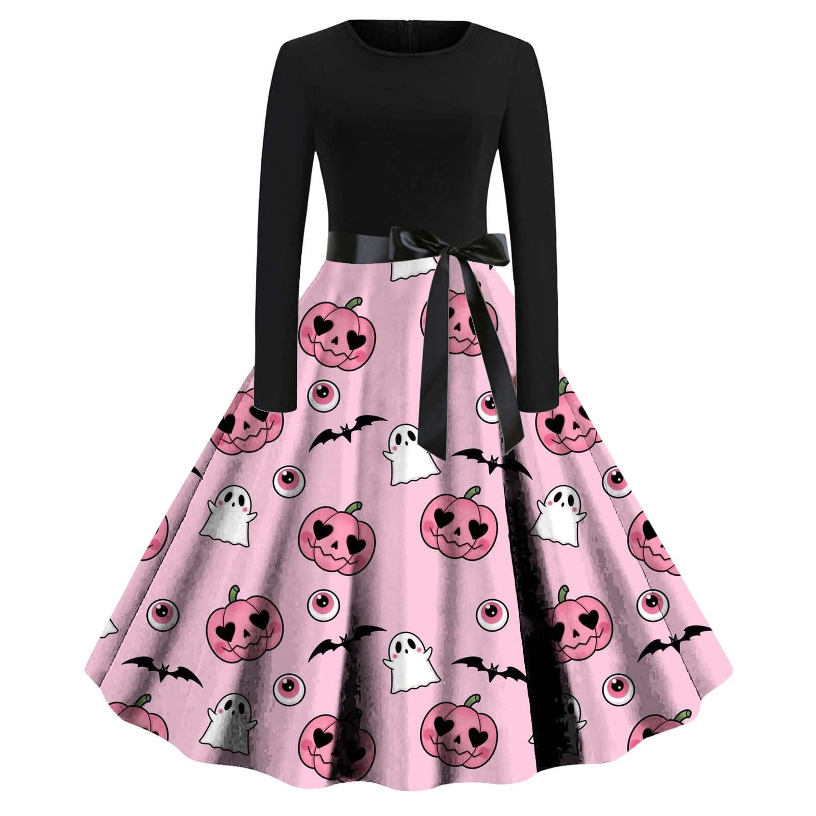 Halloween 2024 V Neck Midi Dress Womens Halloween Costumes 2024 Gothic