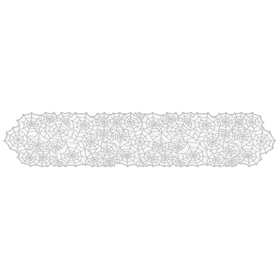 Halloween 2025 White Lace Table Runner - 7ft Multi-Purpose Decor for Fireplace, Doorways & Costume Accessories (1PC)