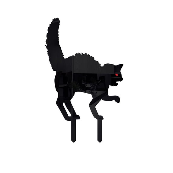 (Off-Season Clearance)Halloween 2025 Yard Signs - 18in Acrylic Black Cat Ground Stakes for Haunted Garden Decor