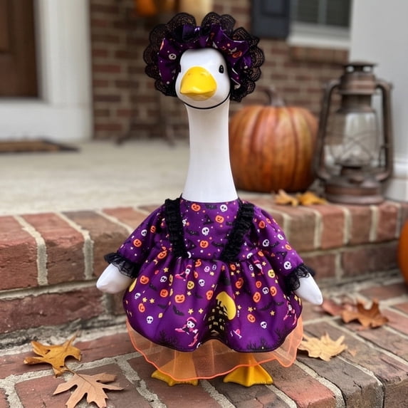 Halloween 23 Inch Goose Outfit, Spooky Halloween Goose , Porch Goose Apparel, Decorative Clothing for Yard, Garden and Outdoor Holiday Decoration