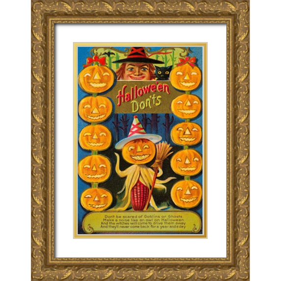 Halloween 23x32 Gold Ornate Wood Framed with Double Matting Museum Art Print Titled - Halloween Donts