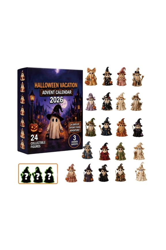 Halloween 24 Days Countdown Advent Calendar Blind Box, Spooky Cute Ghost Witch Keychain Collectible Figures with 3 Hidden Rare Ghosts, Halloween Surprise Gift Box Halloween Ornaments Party Favors